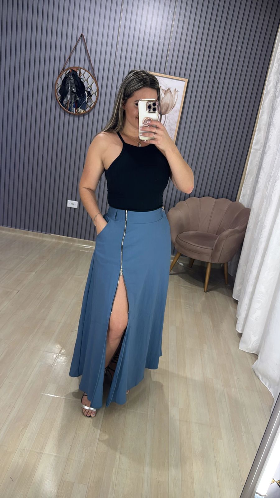 Saia longa zíper Bia