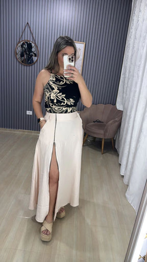 Saia longa zíper Bia
